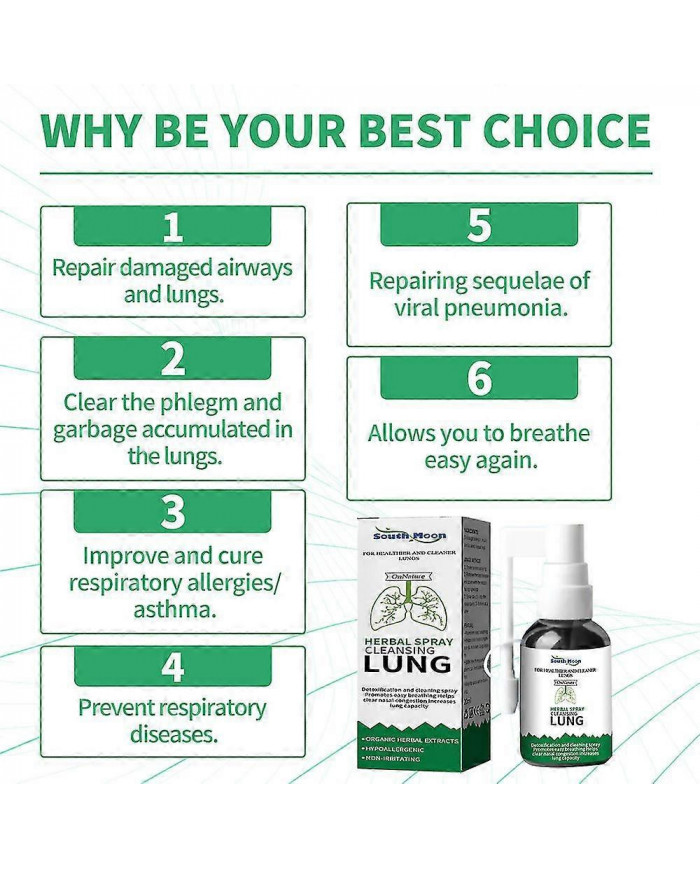 Spray nettoyant à base de plantes Lung Detox pour les fumeurs Effacer la congestion nasale Solution anti- [...]