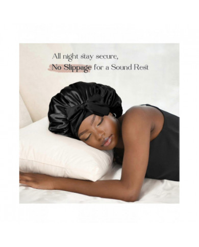 SQCLV Satin Bonnet Bonnet De Soie pour Dormir Double Couche Satin Doublé Bonnet De Cheveux avec Bande De Cravate [...]