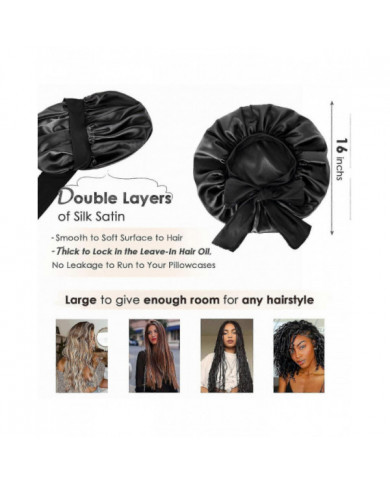 SQCLV Satin Bonnet Bonnet De Soie pour Dormir Double Couche Satin Doublé Bonnet De Cheveux avec Bande De Cravate [...]