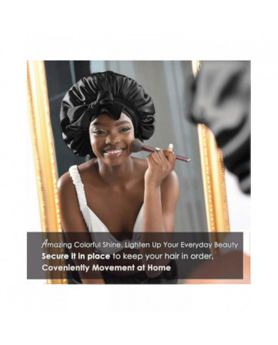 SQCLV Satin Bonnet Bonnet De Soie pour Dormir Double Couche Satin Doublé Bonnet De Cheveux avec Bande De Cravate [...]