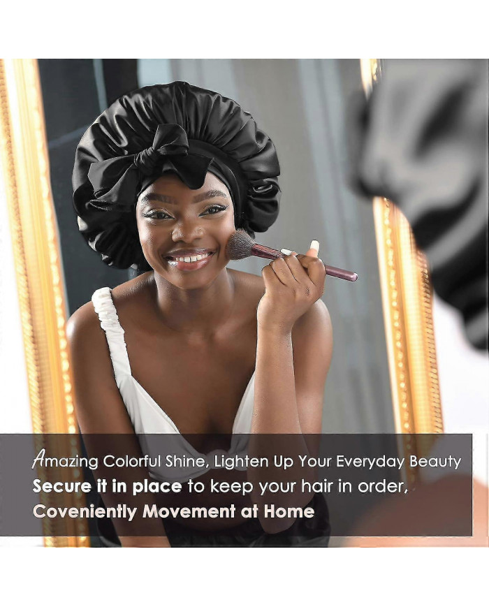 SQCLV Satin Bonnet Bonnet De Soie pour Dormir Double Couche Satin Doublé Bonnet De Cheveux avec Bande De Cravate [...]