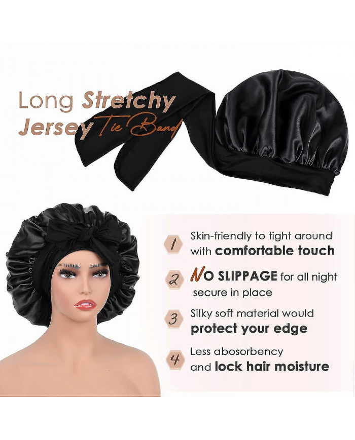 SQCLV Satin Bonnet Bonnet De Soie pour Dormir Double Couche Satin Doublé Bonnet De Cheveux avec Bande De Cravate [...]