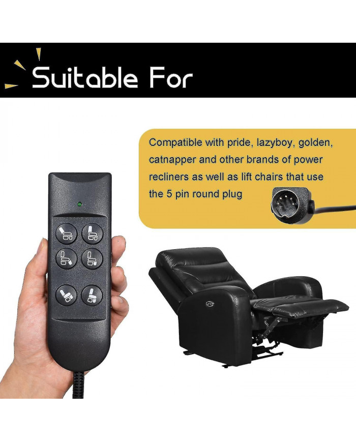 Télécommande à 6 boutons pour fauteuils inclinables 5 broches Lift Chair Combiné Contrôleur Contrôle manuel pour [...]