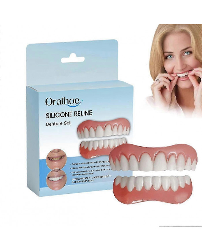 Silicone Reline Denture Set, False Teeth Set Soft Denture Reline Kit, Thermoplastic Denture Adhesive Reline