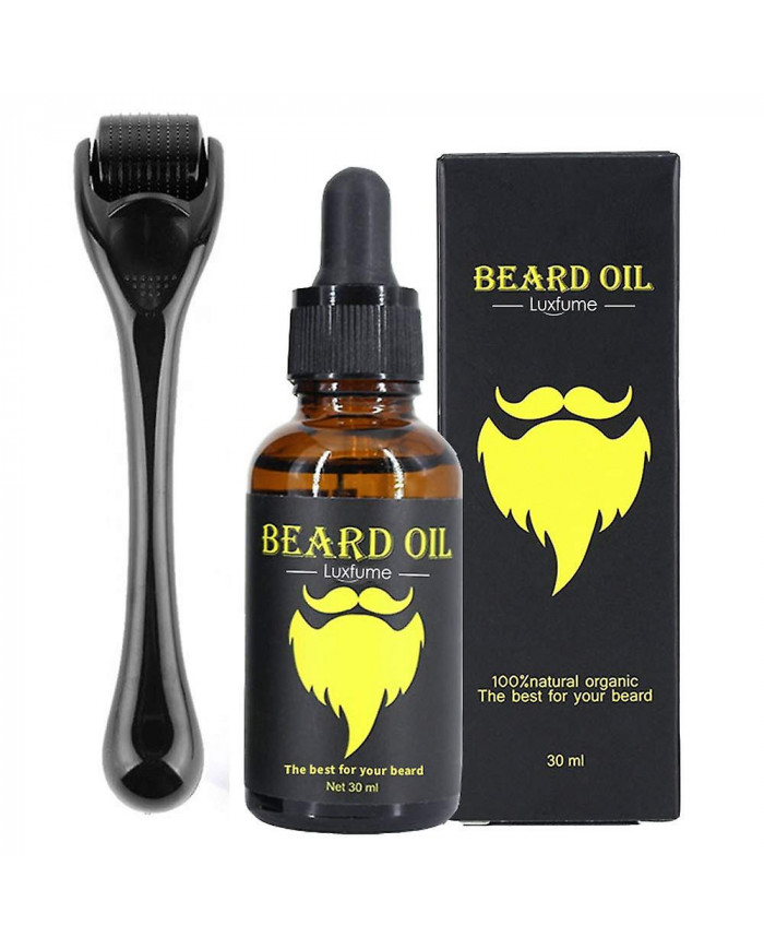 Kit de croissance de la barbe, rouleau de derma à barbe 0,3 mm, huile à barbe pour la croissance des poils du [...]