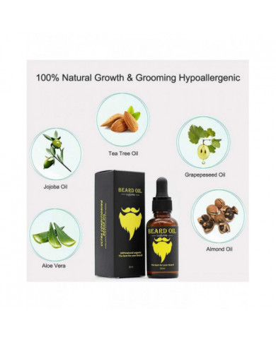 Kit de croissance de la barbe, rouleau de derma à barbe 0,3 mm, huile à barbe pour la croissance des poils du [...]