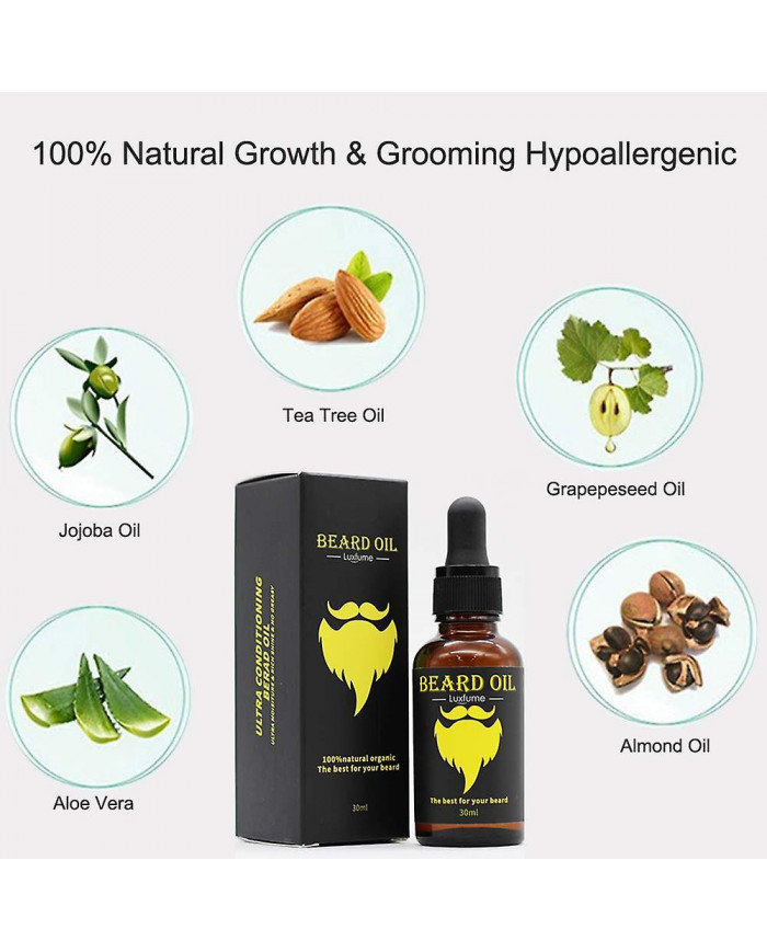 Kit de croissance de la barbe, rouleau de derma à barbe 0,3 mm, huile à barbe pour la croissance des poils du [...]