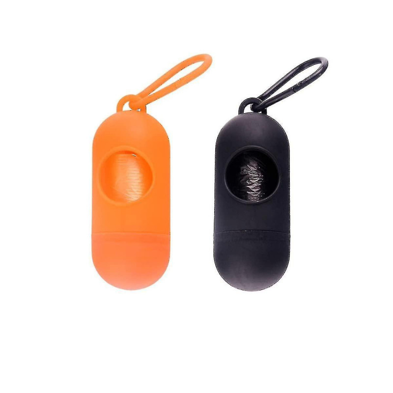 2pcs Dog Poo Bags Distributeur Pet Feces Bag Holder ( Noir, Orange ) -
