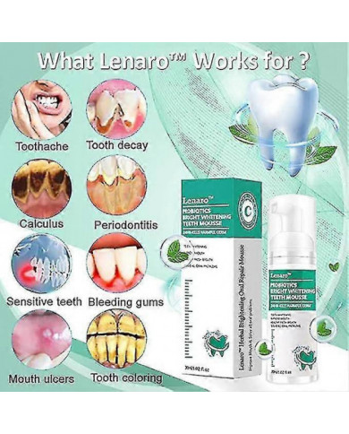 1-3Pcs Lenaro Probiotiques Brillant Blanchiment Dents Mousse, Lenaro Oral Repair Mousse