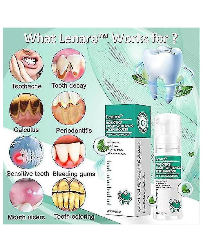 1-3Pcs Lenaro Probiotiques Brillant Blanchiment Dents Mousse, Lenaro Oral Repair Mousse