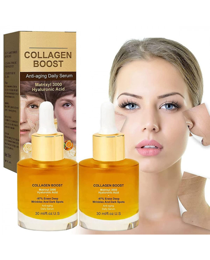 2 PCS Advanced Collagen Boost sérum anti-âge, sérum anti-rides profond, raffermit la peau et réduit les rides, [...]