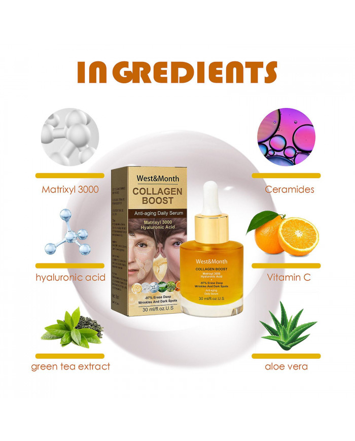 2 PCS Advanced Collagen Boost sérum anti-âge, sérum anti-rides profond, raffermit la peau et réduit les rides, [...]