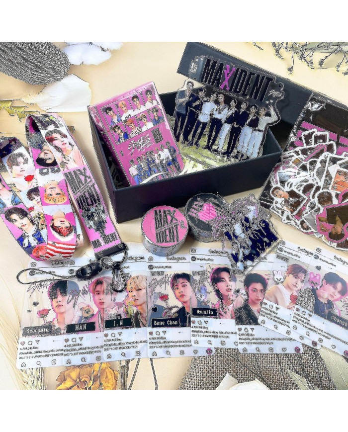 Stray Kids New Maxident Box Set Kpop Merche Photos Longe Porte-clés pour Skz Fans