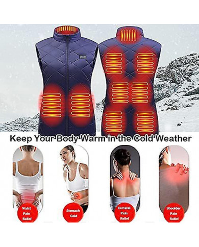 Gilet chauffant pour femme avec 9 zones de chauffe, gilet de chargement USB