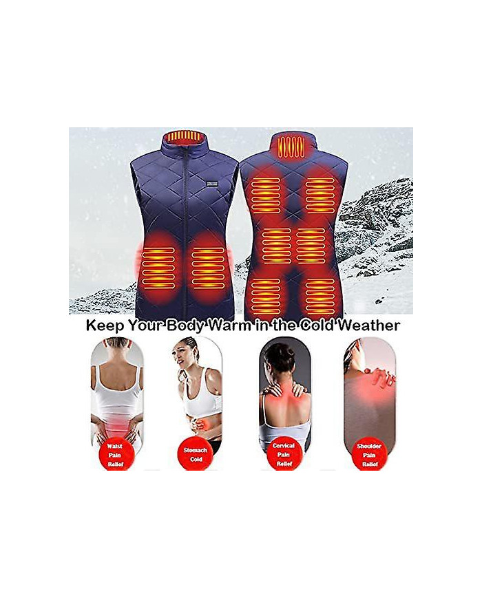 Gilet chauffant pour femme avec 9 zones de chauffe, gilet de chargement USB