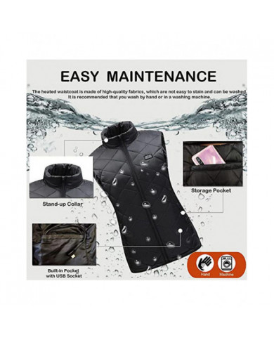 Gilet chauffant pour femme avec 9 zones de chauffe, gilet de chargement USB