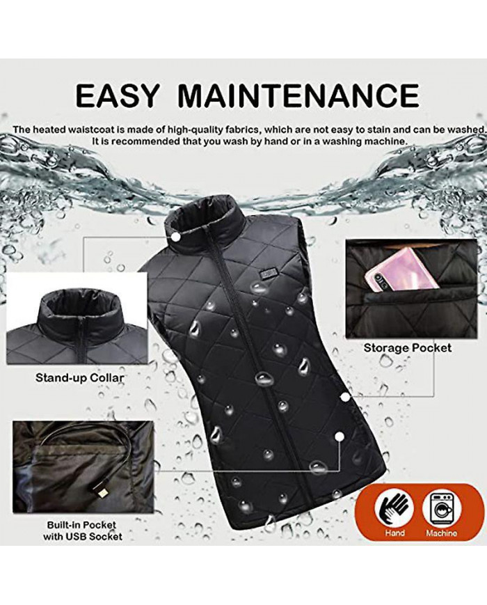 Gilet chauffant pour femme avec 9 zones de chauffe, gilet de chargement USB
