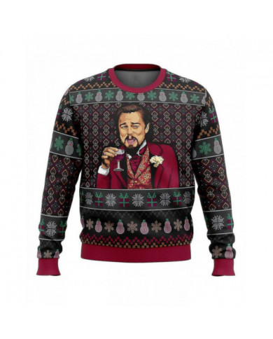 Laughing Leo Dicaprio Meme Ugly Christmas Sweater Gift Santa Claus Pullover Men 3d Sweatshirt And Top