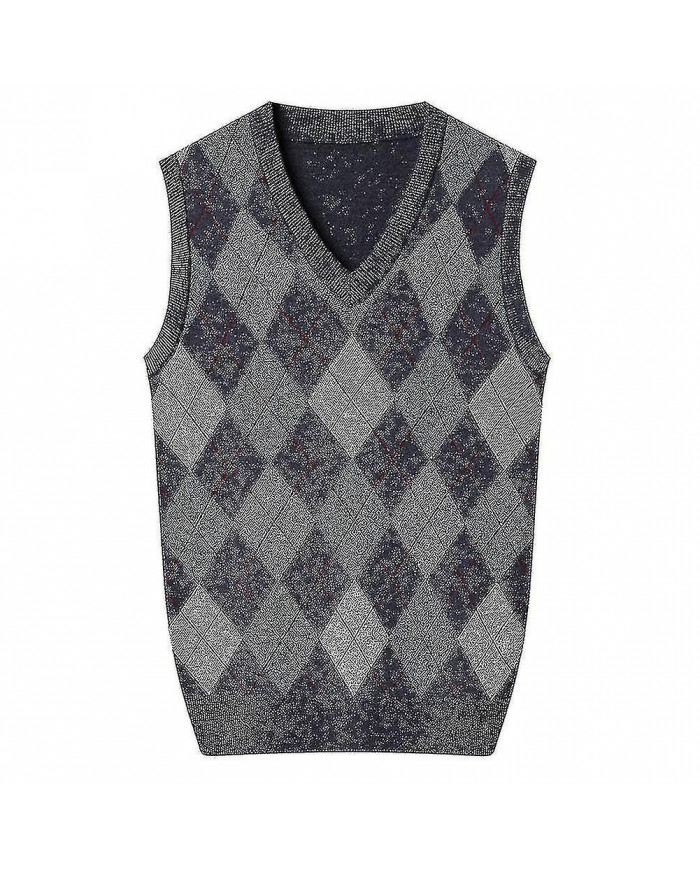 Yynuda Mens Cashmere Pullover Wool Blend Sans manches Knit V-neck Sweater