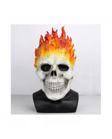 Halloween Ghost Rider Rouge Et Bleu Flamme Skull Masque Horreur Fantôme Full Face Latex Cosplay Costume Accessoires