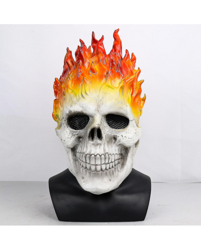 Halloween Ghost Rider Rouge Et Bleu Flamme Skull Masque Horreur Fantôme Full Face Latex Cosplay Costume Accessoires
