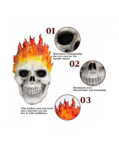 Halloween Ghost Rider Rouge Et Bleu Flamme Skull Masque Horreur Fantôme Full Face Latex Cosplay Costume Accessoires