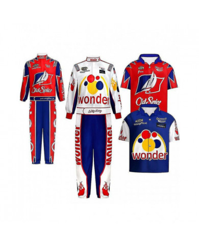 Film Ricky Bobby Cosplay Uniforme Racing Wear Top Pantalon Homme Halloween Carnaval Tenues de haute qualité et sûr