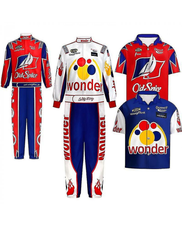 Film Ricky Bobby Cosplay Uniforme Racing Wear Top Pantalon Homme Halloween Carnaval Tenues de haute qualité et sûr