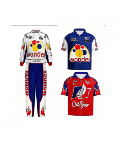 Film Ricky Bobby Cosplay Uniforme Racing Wear Top Pantalon Homme Halloween Carnaval Tenues de haute qualité et sûr