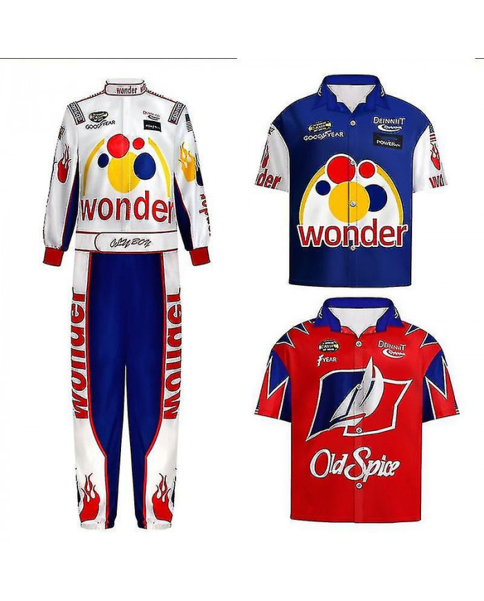 Film Ricky Bobby Cosplay Uniforme Racing Wear Top Pantalon Homme Halloween Carnaval Tenues de haute qualité et sûr