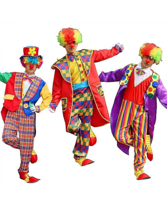 Costume de clown d’Halloween pour adultes, tenue de clown pour hommes et femmes