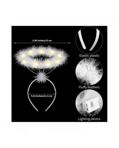 2 Pack Light Up Angel Halo Headband Led White Feather Headband Angel Halo Headband pour Noël