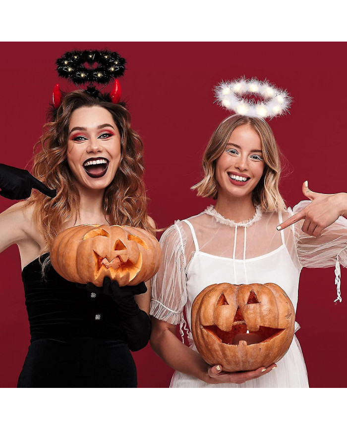 2 Pack Light Up Angel Halo Headband Led White Feather Headband Angel Halo Headband pour Noël