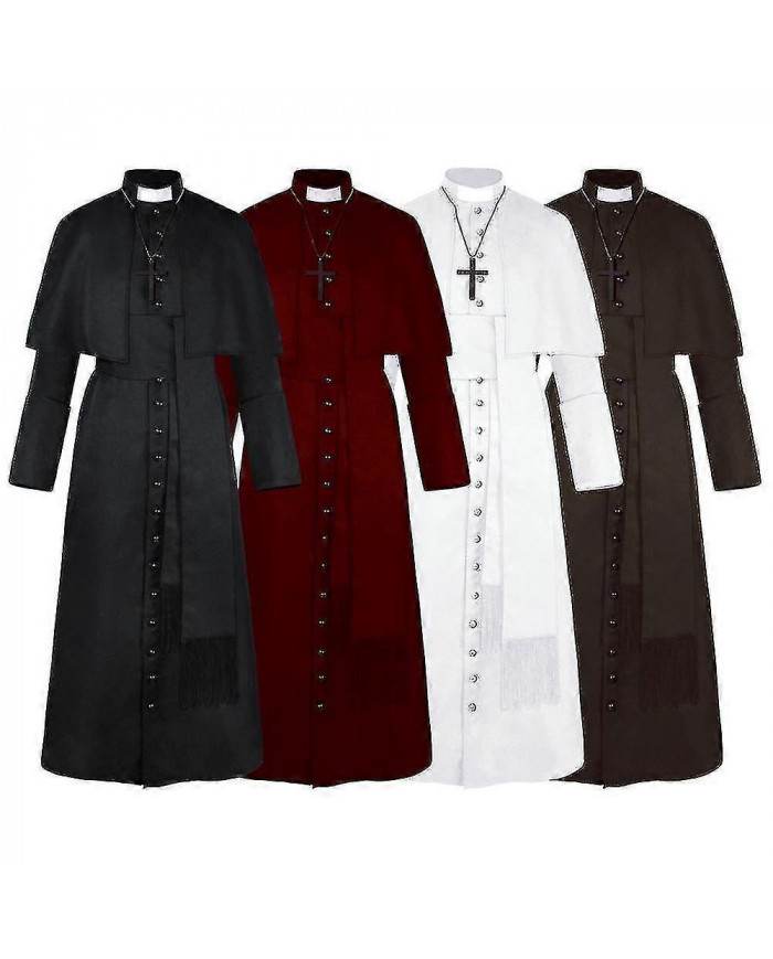 Solid Pastor Cos Costume Halloween Priest Medieval Retro Cosplay Costume Stock