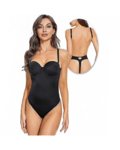 Backless Body Shaper pour les femmes Push Up Bra Low Back Thong Bodysuit