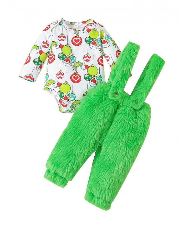 Le bébé qui a volé la tenue de Noël Baby Boys Girls Xmas Green Furry Monster Costume Vêtements Set