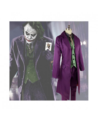 Heath Ledger Cosplay Costume Halloween Mens Film The Dark Knight Joker Costume Purple Jacket Ensembles complets [...]