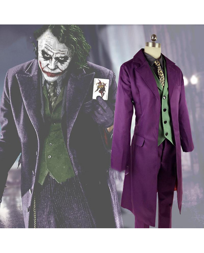 Heath Ledger Cosplay Costume Halloween Mens Film The Dark Knight Joker Costume Purple Jacket Ensembles complets [...]