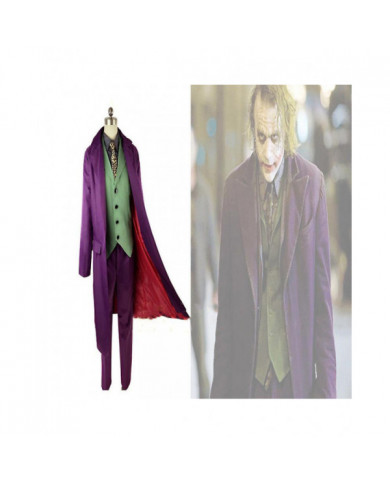 Heath Ledger Cosplay Costume Halloween Mens Film The Dark Knight Joker Costume Purple Jacket Ensembles complets [...]