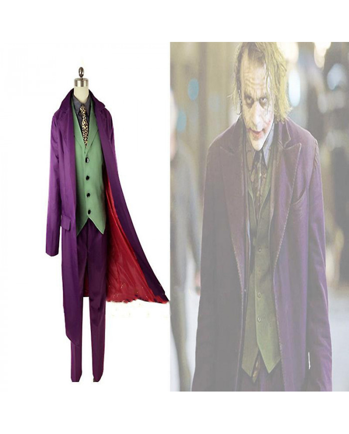 Heath Ledger Cosplay Costume Halloween Mens Film The Dark Knight Joker Costume Purple Jacket Ensembles complets [...]