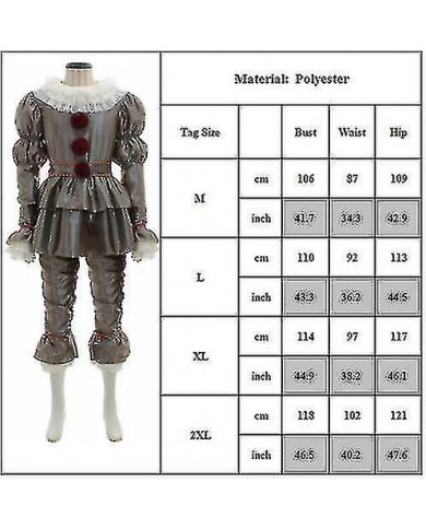 Stephen King's It Full Set Halloween Costume Pennywise Clown Costume Joker_y Haute Qualité