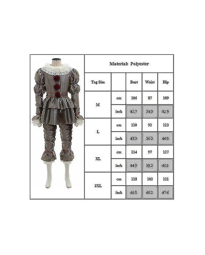 Stephen King's It Full Set Halloween Costume Pennywise Clown Costume Joker_y Haute Qualité
