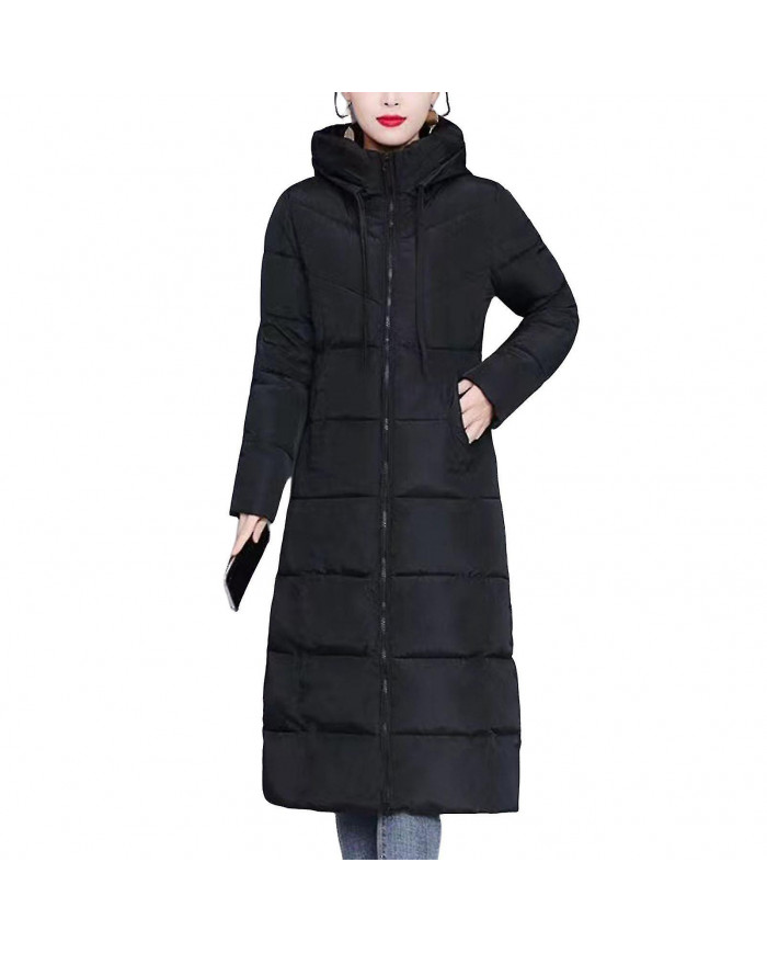 Femmes Doudoune d’hiver Décontracté Long Zip Up Outerwear Puffer Jacket Convient aux amis Gathering Wear
