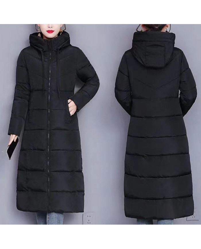 Femmes Doudoune d’hiver Décontracté Long Zip Up Outerwear Puffer Jacket Convient aux amis Gathering Wear