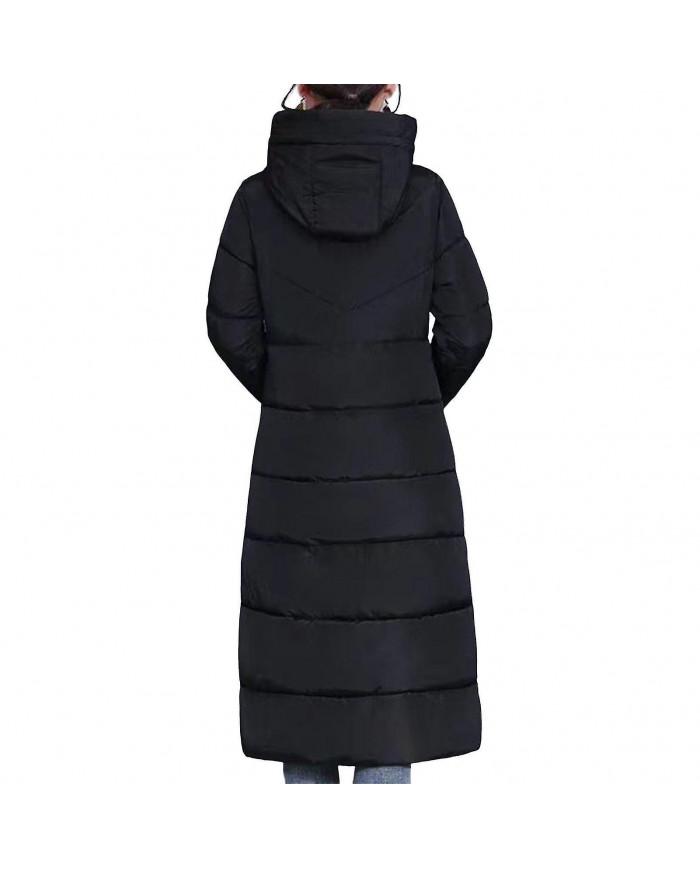 Femmes Doudoune d’hiver Décontracté Long Zip Up Outerwear Puffer Jacket Convient aux amis Gathering Wear