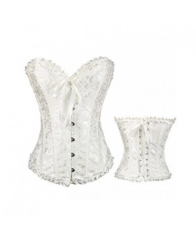 MIMIGO Women's Vintage Palace Shapewear Bustiers Corsets Satin Boned Lace Up Strapless Overbust Corset Bridal Bodysuit