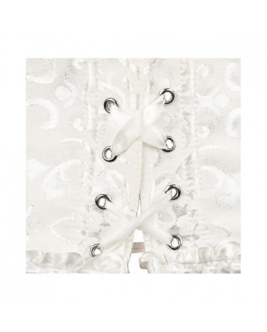 MIMIGO Women's Vintage Palace Shapewear Bustiers Corsets Satin Boned Lace Up Strapless Overbust Corset Bridal Bodysuit