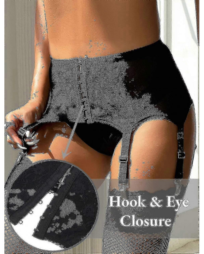 Porte-jarretelles pour femmes Plus La Taille Dentelle Jarretière Et 6 Clips En Métal Sous-Vêtements Ajustables [...]