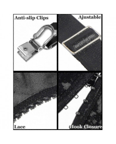 Porte-jarretelles pour femmes Plus La Taille Dentelle Jarretière Et 6 Clips En Métal Sous-Vêtements Ajustables [...]