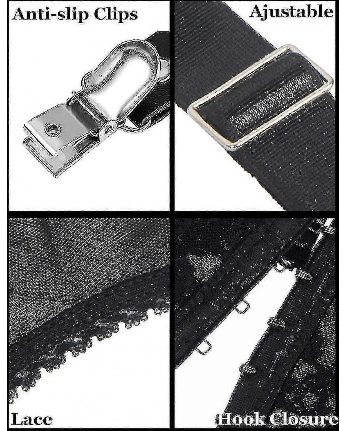 Porte-jarretelles pour femmes Plus La Taille Dentelle Jarretière Et 6 Clips En Métal Sous-Vêtements Ajustables [...]